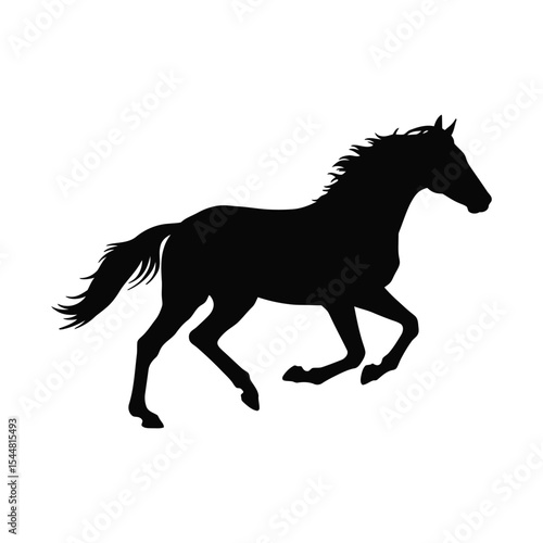 Majestic Running Horse Silhouette Elegant Black Stallion in Motion
