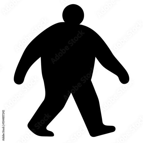 Silhouette of a stout figure walking forward, a simple and basic illustration