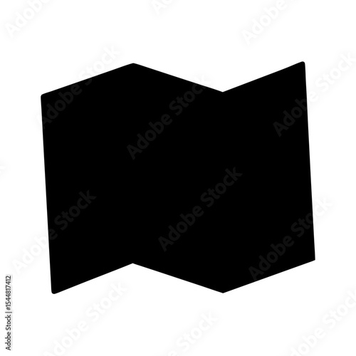 Black silhouette of a folded map suggesting travel and exploration