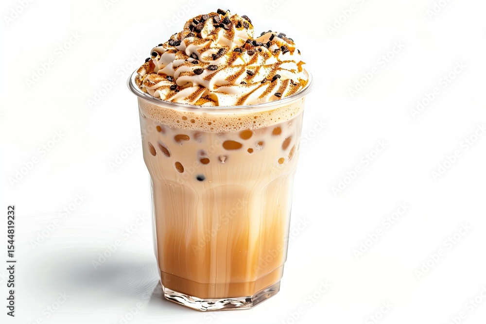 Ultra Hd Visual of Iced Milk Tea with Bubble Frappucino Isolated on White Background Ultra Hd Visual of Iced Milk Tea with Bubble Frappucino Isolated on White Background