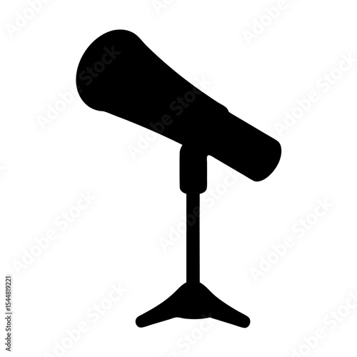 Silhouette of a condenser microphone on a stand, musical equipment