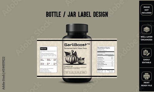 Garlic Paste Supplement Bottle Jar Label Design