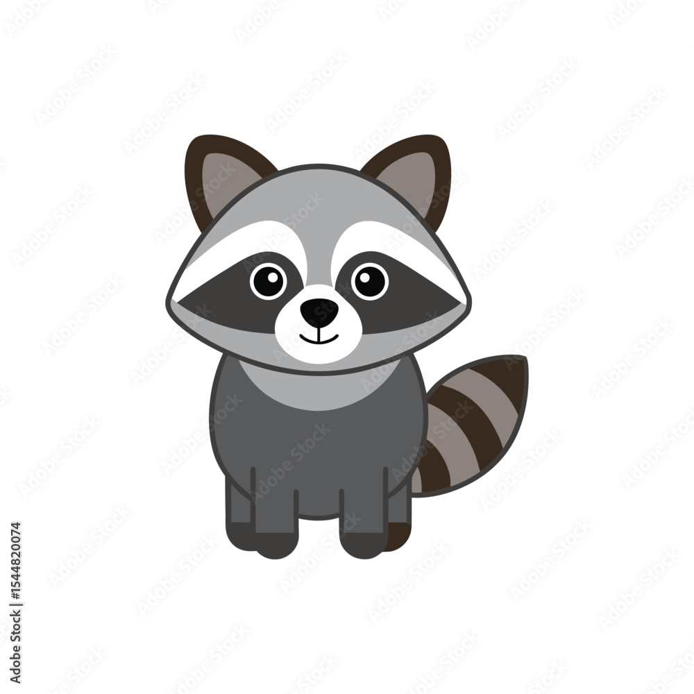 Flat and Minimal Raccoon Icon vector illustration isolated on white background Flat and Minimal Raccoon Icon vector illustration isolated on white background