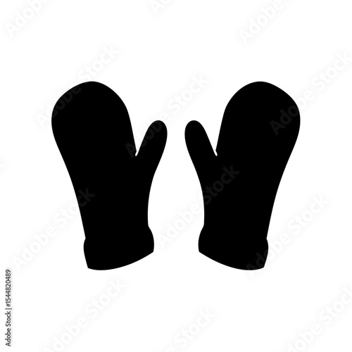Pair of Black Mittens isolated on a white background ready for winter