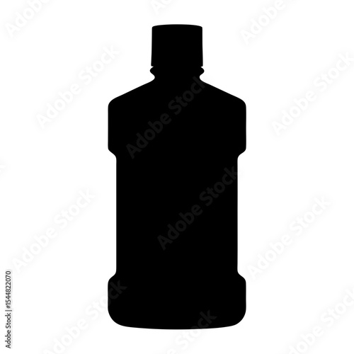 Silhouette of a tall, rectangular bottle with a narrow neck top