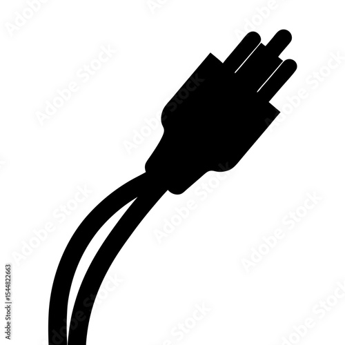 Silhouette of a three prong electrical power plug, an AC outlet connector