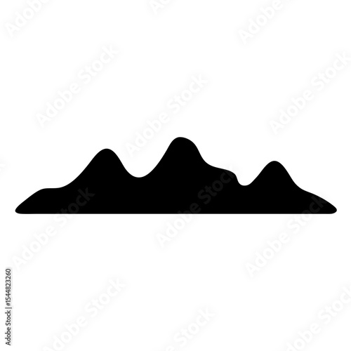 Simple black silhouette of a mountain range against a plain white background