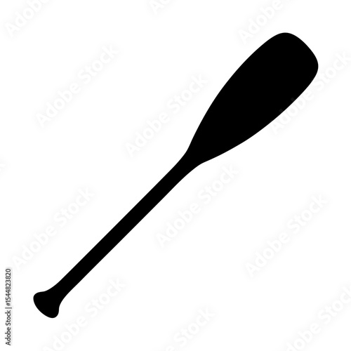 Isolated silhouette of a canoe paddle with handle, blade and shaft