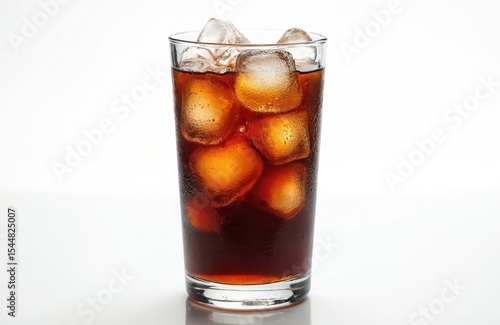 Wallpaper Mural Refreshing ice-cold soda in glass. Fizzy carbonated beverage with ice cubes. Thirst quenching drink for summer heat. Delicious, cold drink. Perfect refreshment at party. Isolated white background. Torontodigital.ca