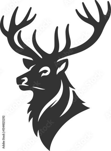 Black elk forest animal drawing silhouette vector illustration