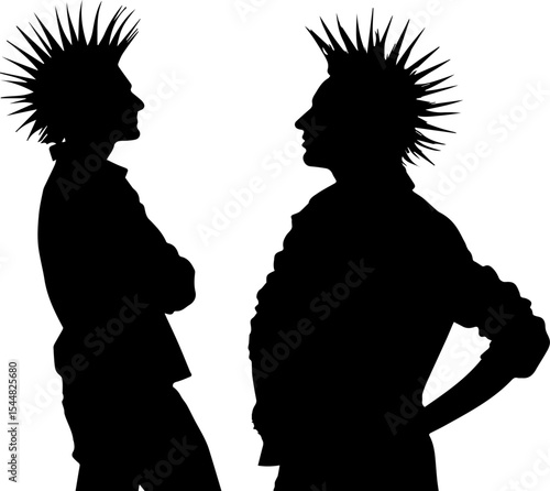 Punk Rock Mohawks - Male Silhouettes in Profile