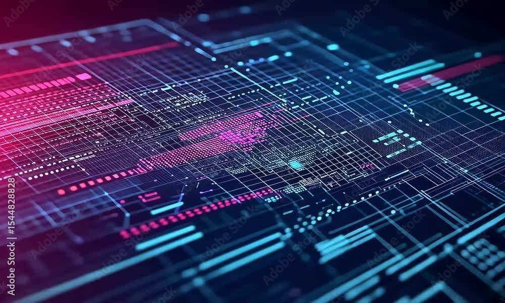 Abstract Cybernetic Circuitry Visuals and Digital Technology Innovation Concept