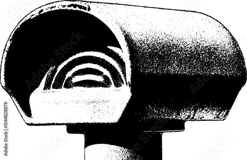 High contrast abstract parking meter design in black and white