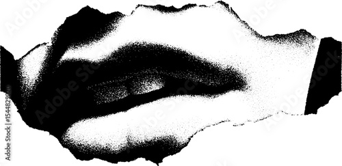 Abstract black and white torn paper with textured design for artistic projects