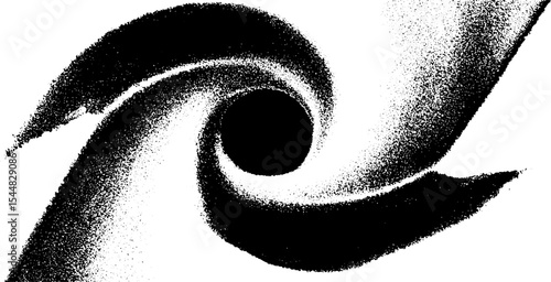Abstract swirl with peeling paint texture in high contrast black and white