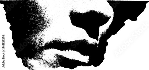 High contrast black and white abstract art with pencil stub texture