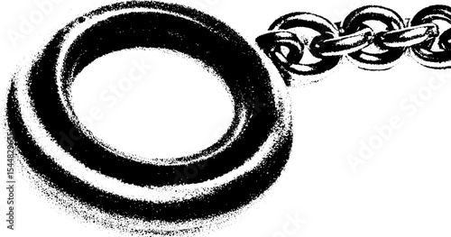 High contrast black and white pocket watch with chain and swirl design
