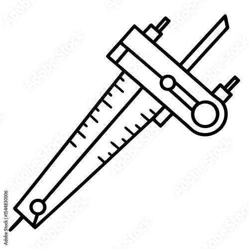 Precision Caliper Minimalist Line Vector