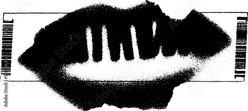 Ripped theatre ticket in high contrast black and white design for artistic projects