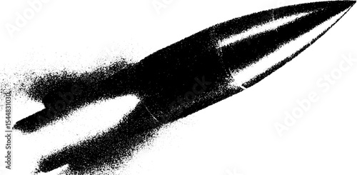 High contrast black rocket launch with dynamic exhaust trail
