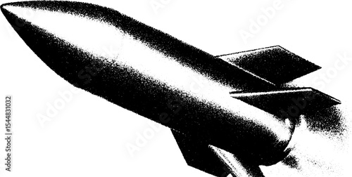 Rocket silhouette in high contrast black and white design for space exploration theme