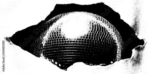 Retro roller disco vibe with mirror ball fragment in high contrast design