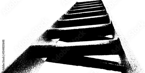 Abstract perspective of rusted fire escape ladder in high contrast design