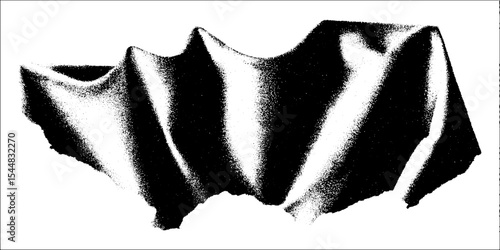 High contrast black and white satin fabric with pleated details