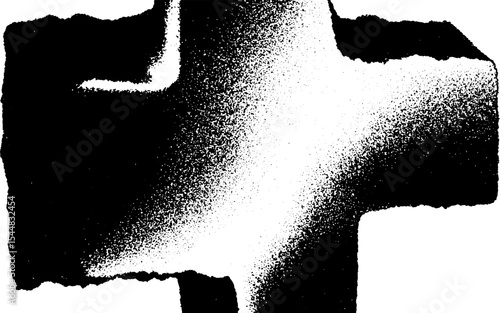 High contrast black and white abstract design with scrabble tile texture