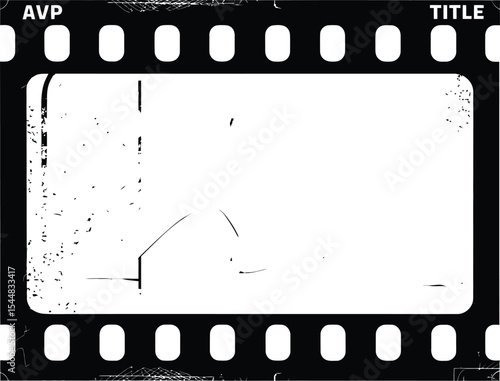 Vintage Film Reel Frame Grunge Texture, Blank White Space, Nostalgic Retro Design Element