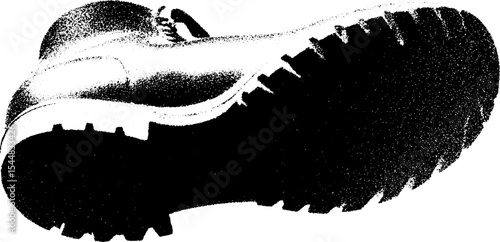 High contrast abstract shoe sole print in black and white for art and design