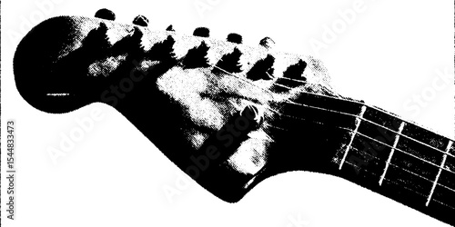 High contrast black and white shredded guitar string concept for music design