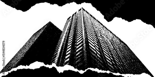 Abstract urban architecture with skyscraper windows in high contrast black and white design