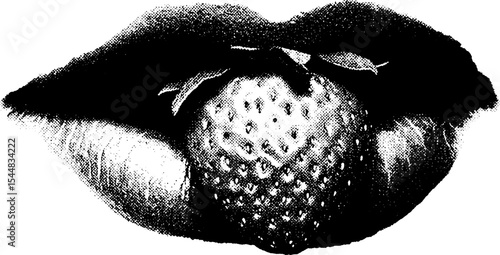 Artistic portrait with strawberry crown and snake pendant in high contrast design