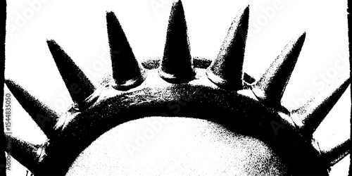 High contrast black and white spiked collar fragment for design projects