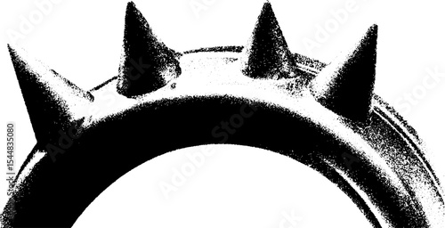 High contrast black and white spiked collar fragment concept for bold fashion design