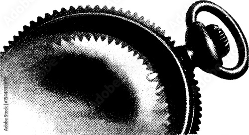 Vintage steampunk pocket watch with cogs and gears in high contrast black for retro design