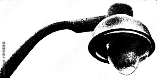 High contrast black and white streetlamp art with shadow effect