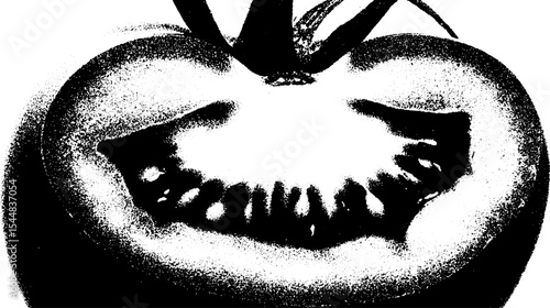 Abstract black and white high contrast tomato slice art