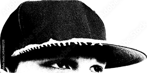 High contrast torn film strip style snapback cap design