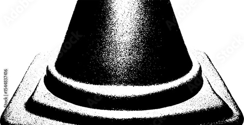 High contrast black and white traffic cone close-up abstract design