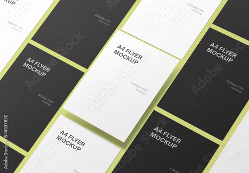 A4 Flyer Mockup with Mosaic Presentation Style