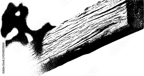 Weathered wood beam in high contrast black and white design