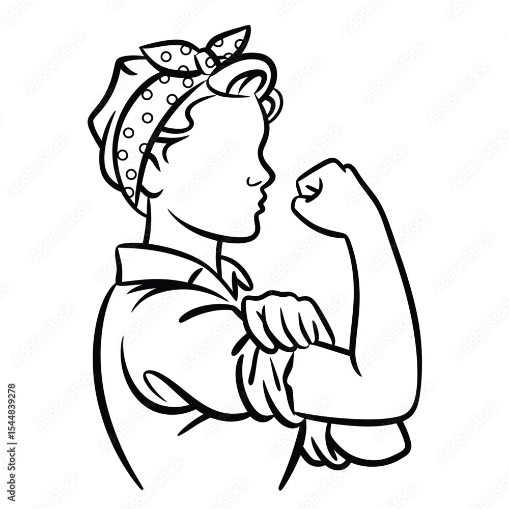 Obraz premium We Can Do It Rosie the Riveter Icon Line Art