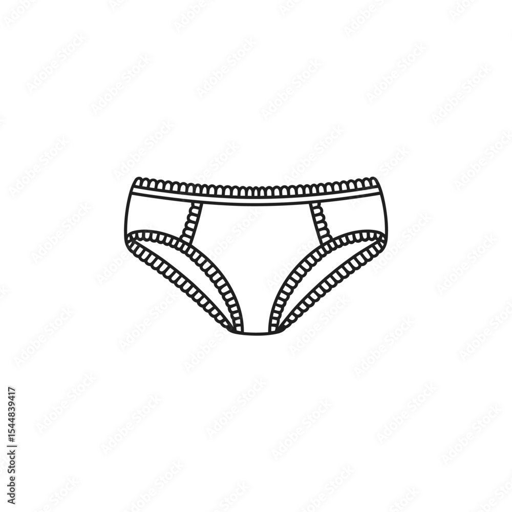Obraz premium Simple Outline Illustration of Women s Underwear with Scalloped Edges
