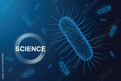 Low-Poly Microscopic Bacteria A Digital Science Illustration