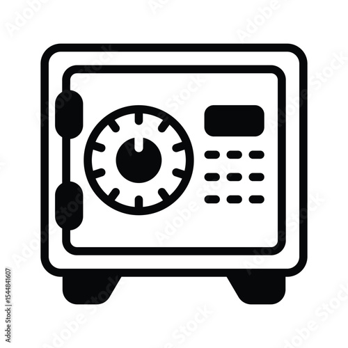 Latest icon of bank vault designed in glyph style