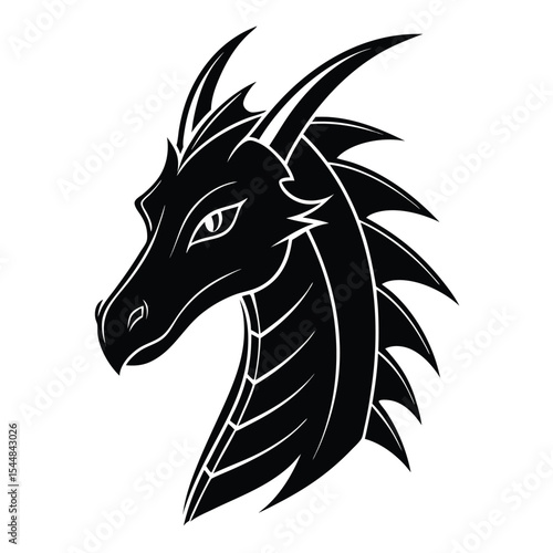Majestic Dragon Profile A Striking Silhouette of Power and Mystique Fantasy Art Embodying Strength and Elegance in a Timeless Design