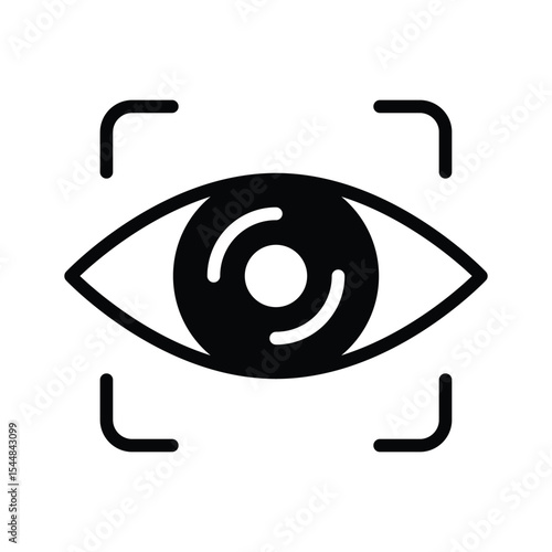 A modern glyph style icon showing eye scan technology