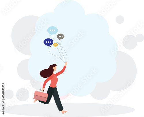 Communication management, PR public relation, handle public comment or social criticism, meeting summary or discussion talk, conversation or dialog concept.flat character life .